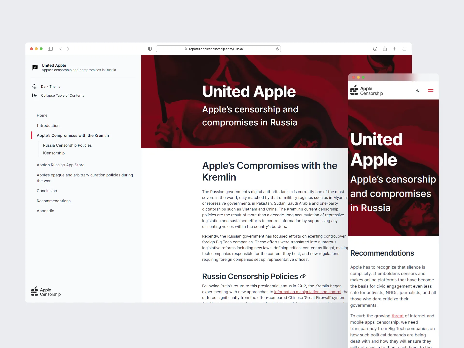 Apple Censorship Russia Report Website
