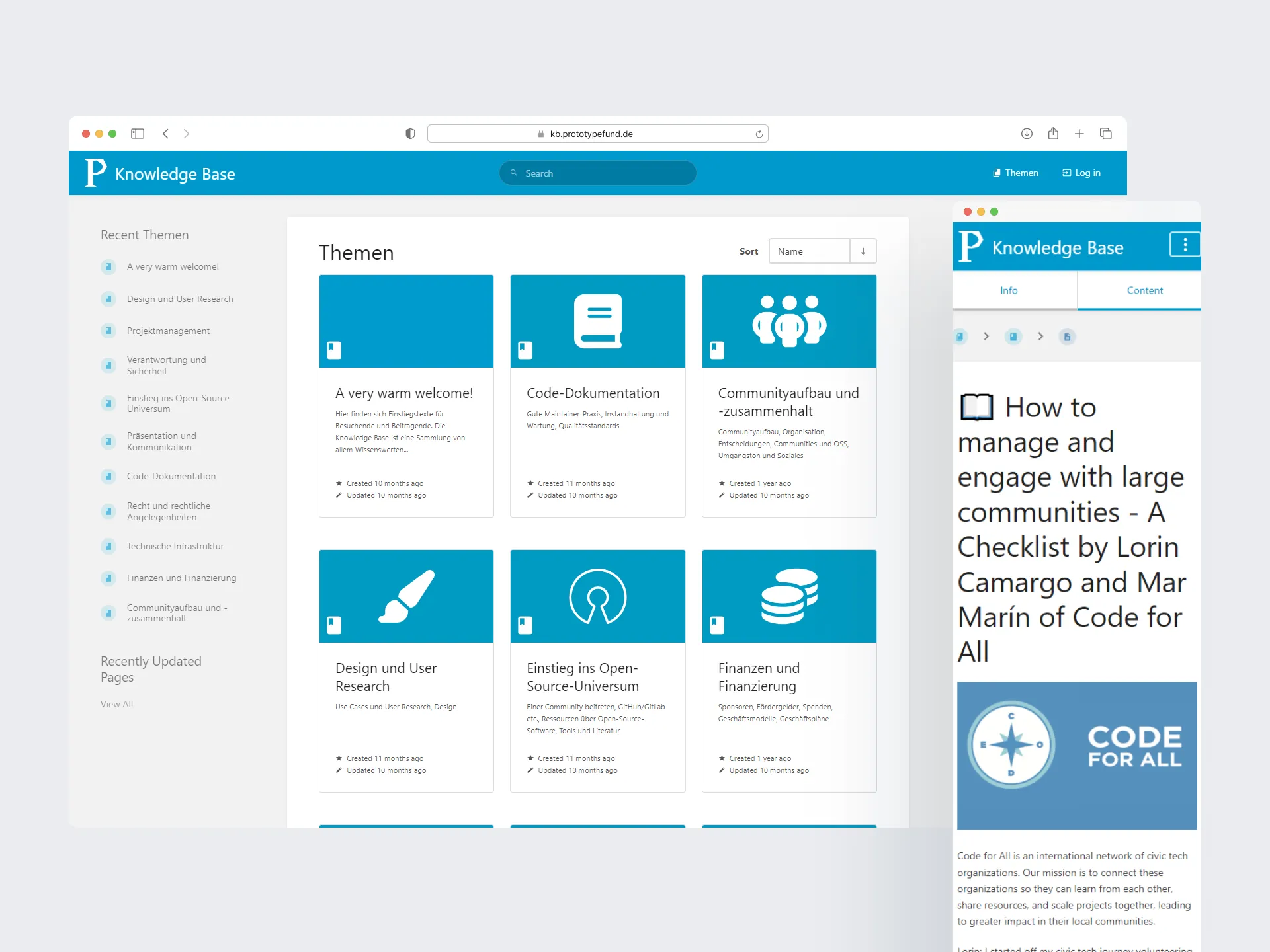 Prototype Fund Knowledge Base Website