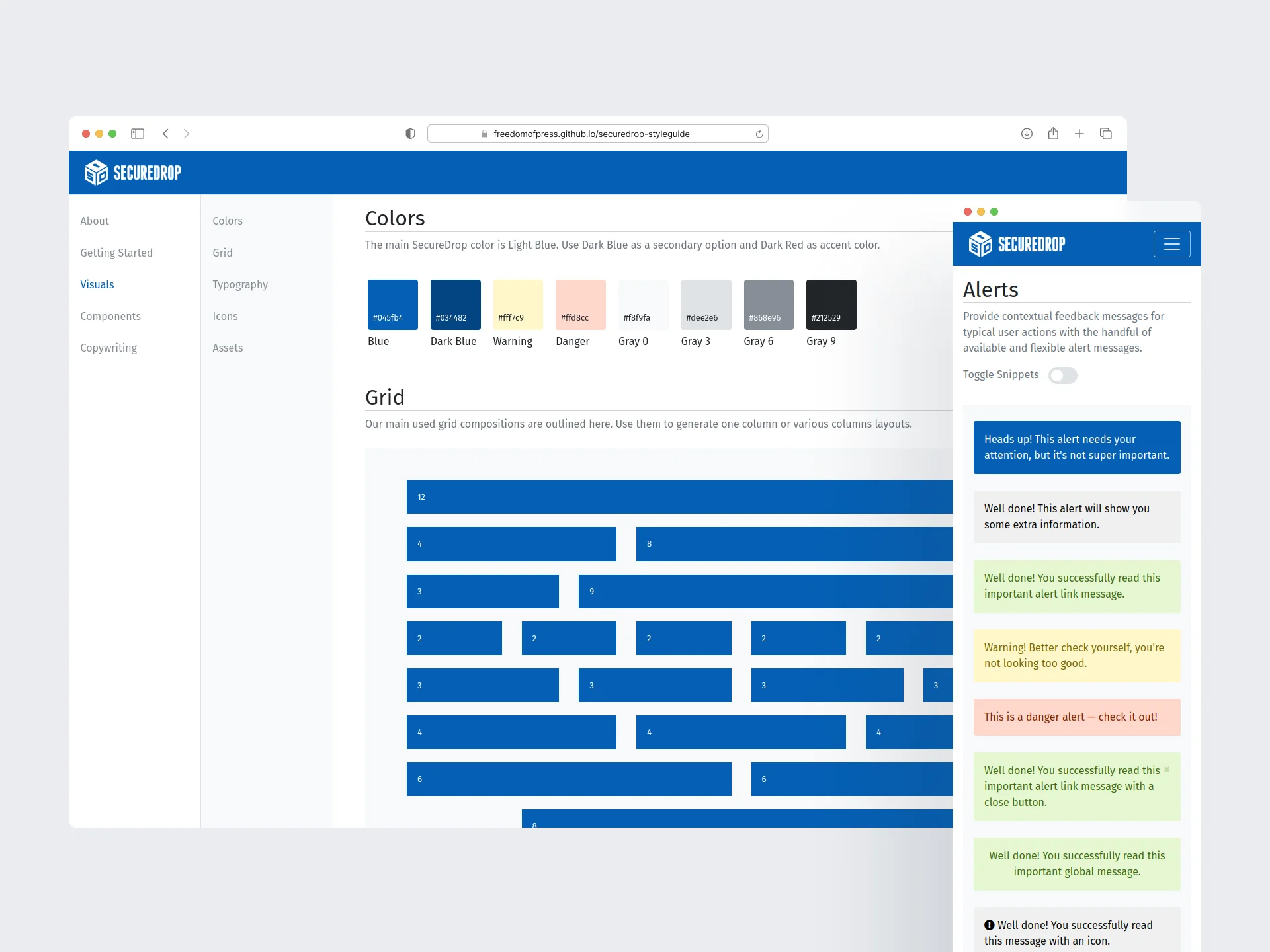 SecureDrop Style Guide Website