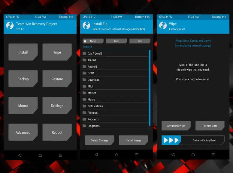 TWRP screen